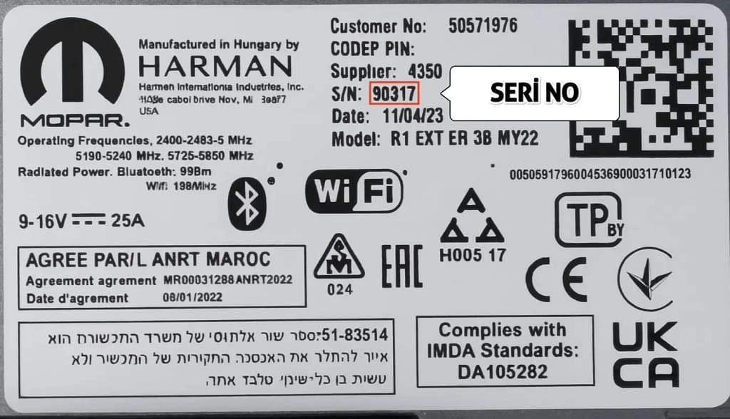 Alfa Romeo Harman Radio Label